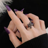 Fashionkova 2025 Trendy Game Love And Deepspace Sylus Cosplay Black Crow Rings Jewelry Punk Charm Hip Hop Accessories Halloween Prop