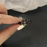 Fashionkova Gothic Fashion Rings For Women Girls Crystal Black Spider Open Ring Hip Hop Punk Irregular Animal Finger Jewelry Halloween Gift