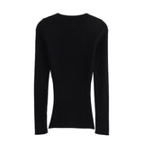 Fashionkova 2025 Autumn New Product Women's Fashion Slimming Pearl Button High Elastic Core Yarn Knitted Top Valentine's Day Aesthetic