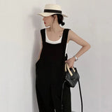 Fashionkova  Party Outfit  Summer Thin Draped Jumpsuits Women Korean Loose Straight Maxi Overalls Woman Fashion Baggy Black Jumpsuit