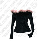 Fashionkova Winter Y2K Personality Women Knitwear Minimalist Long Sleeve Sweater villus Autumn Advanced Sexy Strapless 90s Hot girl Pullover ootd