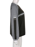 Fashionkova Patchwork Striped Crew Sweatshirt