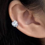 Fashionkova 1PC Korean Zircon Crystal Heart Fake Piercing Ear Cuff Earring For Women Aesthetic Jewelry Party Accessories