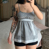 FashionKova-Crop Top Aesthetic Sweet Girl T shirts Slim Punk Sexy Lace Sling Casual Kpop Harajuku Women Camis Goth Corset Coquette Tank Tops