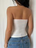 Fashionkova Sweet Y2K Contrast Lace Strapless White Tube Top Women 2000s Cute Kawaii Cropped Vest