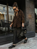Fashionkova Valentine's Day Aesthetic Trendix Autumn Cotton Leopard Blouse Women Street Casual Fashion Long Sleeve Coats Female Pocket Single Breasted Vintage Jackets