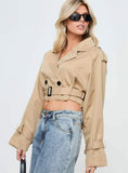 Fashionkova Woodson Cropped Trench Coat Beige