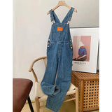 Fashionkova  Party Outfit  MEXZT Jumpsuits Women Streetwear Denim Overalls Vintage Loose Casual Wide Leg Pants High Waist Strap Straight Jeans Trousers New