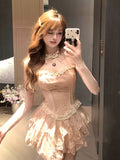 FashionKova-Pink Camisole Women's Clothes Sexy Sweet coquettish Tank Top Lace Slim Corset Top Kawaii Girl Harajuku Crop Tops Graphic Camis