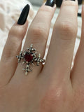 Fashionkova Y2K Gothic Animal Spider Ring Creative Grunge Jewelry Accessories Irregular Red Crystal Glass Heart Aesthetic Rings For Women