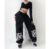 Fashionkova Party Outfit American Star Print Women Oversized Pants High Waist Loose Casual Sports Pants for Women Spring Summer Thin Woman Trouser Y2K