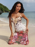 Fashionkova Valentine's Day Aesthetic Articat Sexy Spaghetti Strap Lace Up Print Slim Party Club Beach Holiday Dress Women Tight Backless Female Vestidos Summer 2024