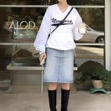 Fashionkova Vintage V-Neck Logo Embroidered Sweatshirt