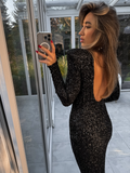 Fashionkova party look inspos Elegant Round Neck Sequin Maxi Dress Slim Fit Backless Long Sleeve Bodycon Rodes New Autumn Winter Women Banquet Party Vestidos