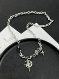 Fashionkova 2023 Korean Fashion Goth Punk Moon Star Cross Pendant Neck Chain Choker Necklace For Women Men Egirl Y2k Cool Party Jewelry Gift