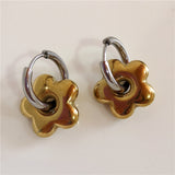 Fashionkova Classic Gold Chunky Flower Heart Star Hoop Earrings For Women Men Punk Hip Hop Gold Color Female Earring Statement Y2K Jewelry