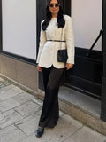 Fashionkova party look inspos White Elegant Round Neck Slim Fit Jacket Women Fashion Long Sleeve Single Breasted Pocket Coat New Chic Spring Lady Outwear