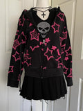 Fashionkova party outfit  Harajuku Star Girl Y2k 2000s Hooded Shirt Winter Loose Warm New Sweatshir Zip-up Gothic Print Hoodies Women's Top Clothes Hoody