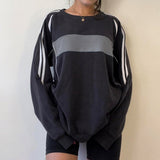 Fashionkova Preppy Contrast Color Splice Sweatshirt