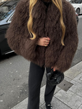 Fashionkova party look inspos 2024 Winter New Fashion Solid Fluffy Fur Coat Women High Street Luxury Lapel Collar Faux Fur Jacket Female Casual Overcoats