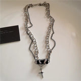 Fashionkova Punk Gothic Black Cross Star Pendant Chain Choker Necklace Women Men Charm Grunge Jewelry Y2K Accessories Dropshipping Wholesale