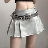 Fashionkova Women Mall Streetwear Punk Sliver Skirt High Waist Pleated Harajuku Cyber Emo Alternative Rave Outfit Female Falda Sexy Mujer ootd