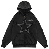 Fashionkova party look inspos Europe and America Y2K street five-pointed star traf hooded sweater loose coat for men and women Halloween