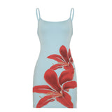 Fashionkova Fashion Flower Print Design Women Camisole Dress Skinny Sleeveless Mini Sexy Hottie Dress