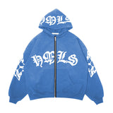 Fashionkova Gothic Letter Graphic Zip Up Hoodie