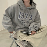 Fashionkova Vintage Solid Color Letter Embroidered Hoodie