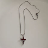 Fashionkova Punk Gothic Red Lava Star Cross Heart Pendant Leather Rope Necklace Women Men Hip Hop Y2K 90s EMO Accessories Aesthetic Jewelry