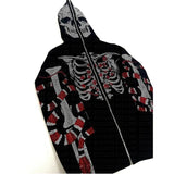 Fashionkova Zip Hoodie Men Y2K clothes Hoodie Fashion Hoodies Goth rhinestones Butterfly Skeleton Print Long Sleeve Sweatshirt Oversized Top