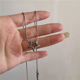 Fashionkova Punk Star Pendant Chain Necklace For Men Women Hip Hop Cool Beads Neck Y2K Jewelry
