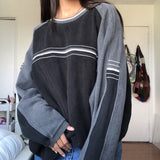 Fashionkova Patchwork Striped Crew Sweatshirt