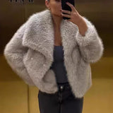 Fashionkova Party Outfit Women's 2024 Winter New Fashion Fluffy Fur Coat Women's High Street Luxury Large Fur Collar Imitation Fox Fur Coat Women's Coat