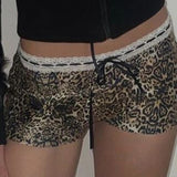 FashionKova-Leopard Print Shorts Street Rock Goth Casual Slim Y2K Low Waist Pajama Pants Fashion Sexy Fashion Emotional Women's Pajama Pants