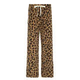 FashionKova-Y2K drawstring loose personality leopard print plush casual pants American Spice Girls elastic low waist slimming wide leg pants