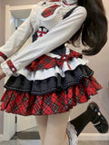 FashionKova-Japanese Kawaii Cute Dress Summer JK Girl Clothes Lolita Suit Goth Long sleeve Shirt Bandage High waist Sexy Punk Women Dresses