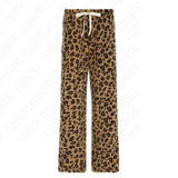 FashionKova-Y2K drawstring loose personality leopard print plush casual pants American Spice Girls elastic low waist slimming wide leg pants