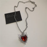 Fashionkova Gothic Red Heart Thorns Cross Chains Necklace For Women Men Hip-Hop Personality Trendy Charm Grunge Punk Jewelry Y2k Accessories