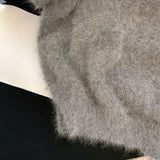 Fashionkova Matakawa Grey Mohair Short Pullovers V Neck Spring Autumn Korean Fashion Chic Women Sweaters Solid Vintage Basics Pull Femme Outfit Ideas