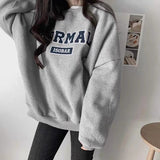 Fashionkova Letter Embroidered Round Neck Oversized Sweatshirt