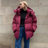 Fashionkova party look inspos Talenza Women's Winter Cotton Jacket Loose Parka Retro Bakery Jacket Casual Hooded Women's Warm Cotton Down Jacket Parka Top