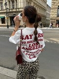 Fashionkova 2025 Spring New Women's Fashion Style Casual Loose Versatile Printed Cotton T-shirt Short Sleeves Valentine's Day Aesthetic