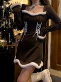Fashionkova  party look inspos White Y2k Mini Dress Party Women Casual Fur Knit Dress Lolita Female Kawaii Clothing Vintage One Piece Dress Korean 2025 Spring