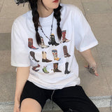 Fashionkova Boot Western T-Shirt Women Summer Loose Vintage Boho Texas T Shirt Cowgirl Cowboy Cute Graphic Tees Hippie Tshirts Retro Spring Style 2025