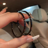 Fashionkova New Fashion Y2K Black Hoop Earrings for Women Jewelry Punk Big Circle Earrings Basketball Brincos Femme Gift