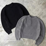 FashionKova-Solid color knitted striped sweater fashionable pure cotton Harajuku Y2K top retro American commut rock highstreet women sweater