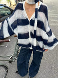 FashionKova-back to school outfit Y2K Harajuku Aesthetic Women's Autumn Winter Striped Knitted Sweater Casual Loose Chic Fashion Cardigan Pullover 2024 Streetwear