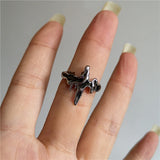 Fashionkova Punk Exaggerated Geometric Irregular Black Red Cross Ring Gothic Women Men Couple Aesthetic EMO Jewelry Y2K Grunge Accessories
